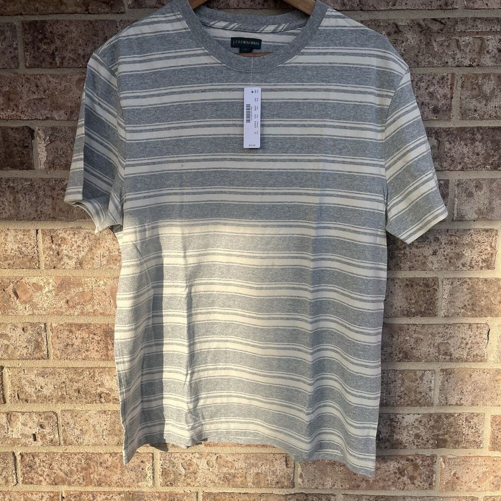 NWT J.Crew Always Heavyweight Cotton T-Shirt in Gray White Stripe Size M - $45